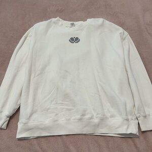 Adorable white and navy crewneck